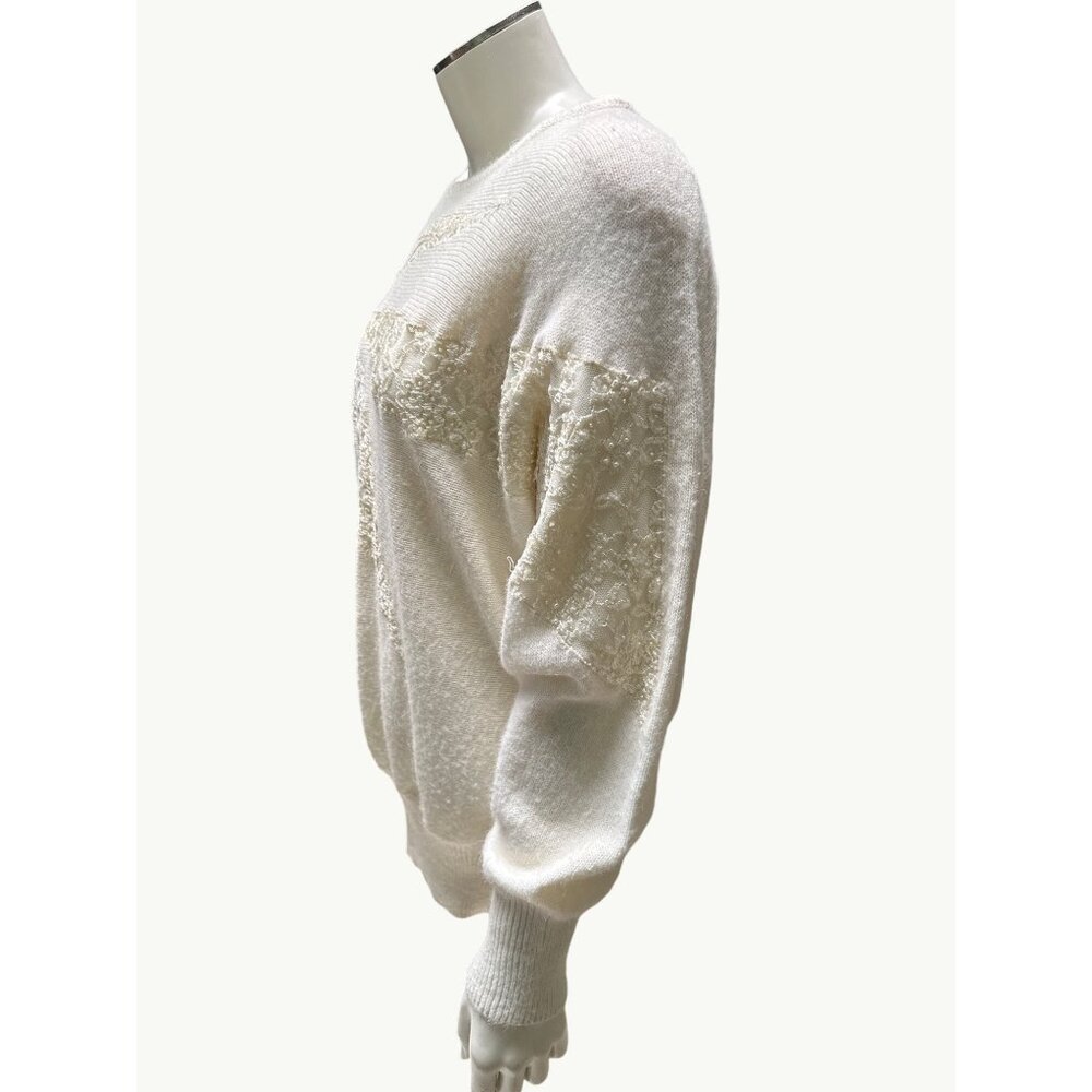 Vintage Counterparts Ivory Boho Sweater With Embroidered Floral Design Size S - Picture 3 of 10